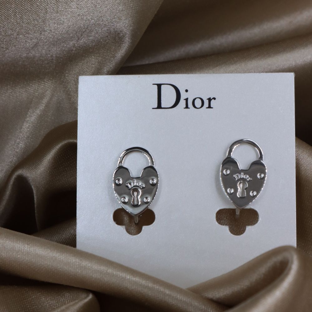 CHRISTIAN DIOR 心鎖吊墜耳夾 - Vintasy
