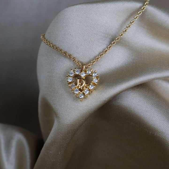 CHRISTIAN DIOR 心型閃石項鏈 | 秒殺熱賣款 - Vintasy項鏈