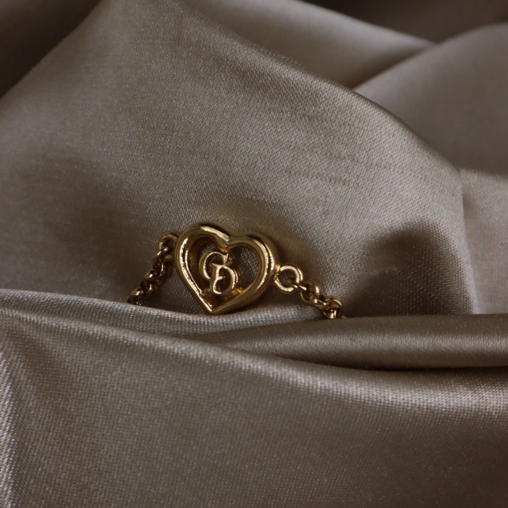 CHRISTIAN DIOR 簡約心心吊墜手鏈 - Vintasy