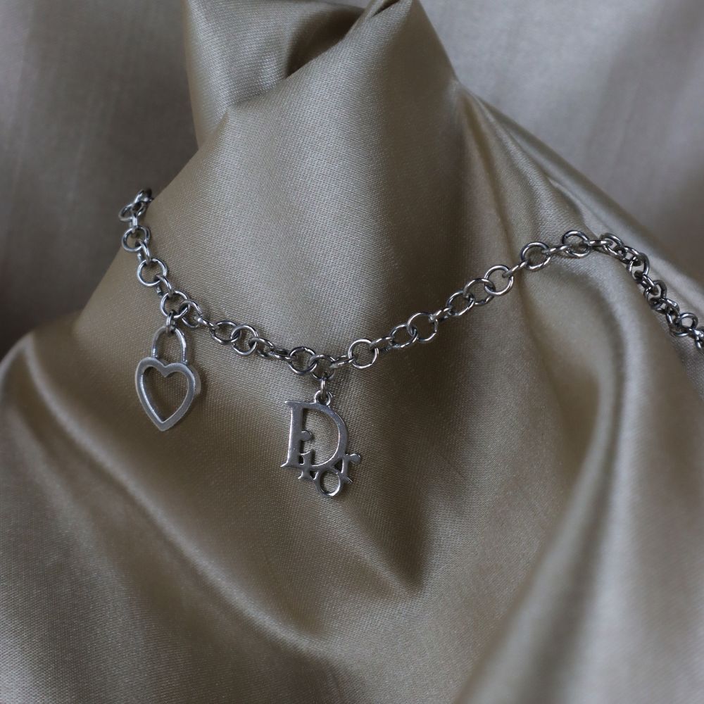 CHRISTIAN DIOR 心鎖雙吊墜項鏈 - Vintasy