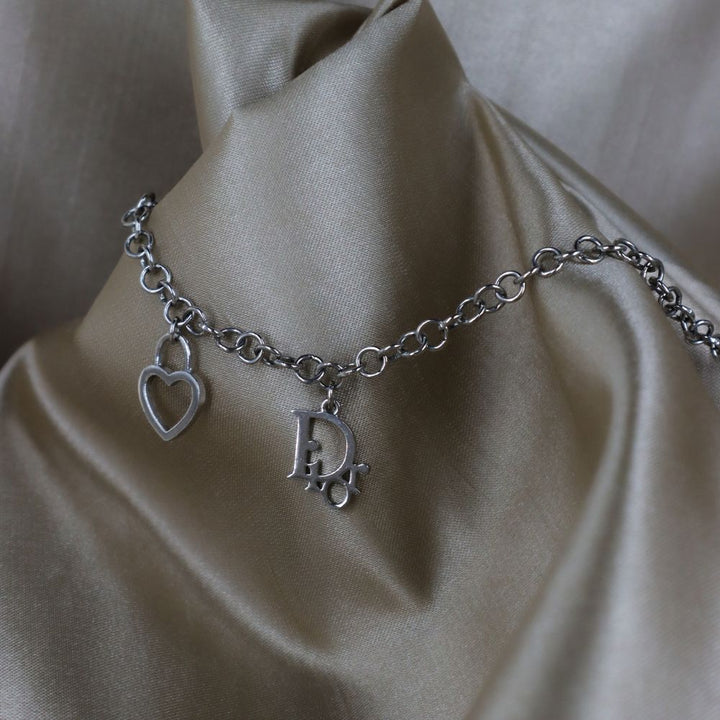 CHRISTIAN DIOR 心鎖雙吊墜項鏈 - Vintasy