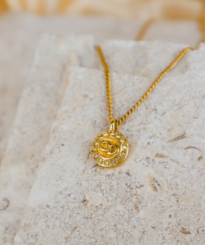 CHRISTIAN DIOR 圓型閃石吊墜 項鏈 - Vintasy項鏈