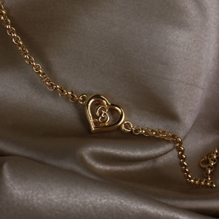 CHRISTIAN DIOR 簡約心心吊墜手鏈 - Vintasy