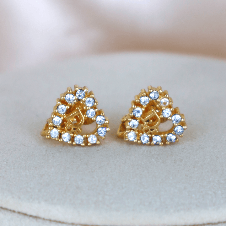 CHRISTIAN DIOR 心型閃石耳夾 - Vintasy