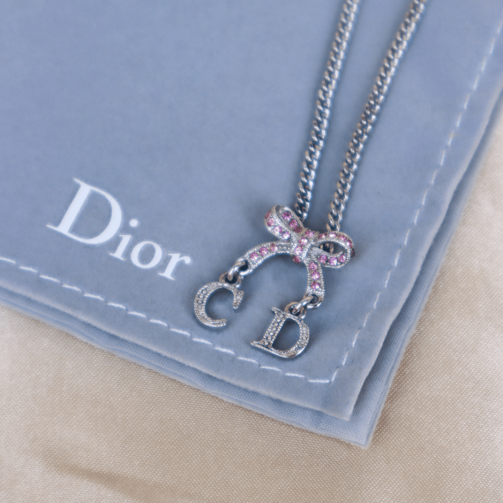DIOR CD蝴蝶結閃石項鏈 - Vintasy項鏈