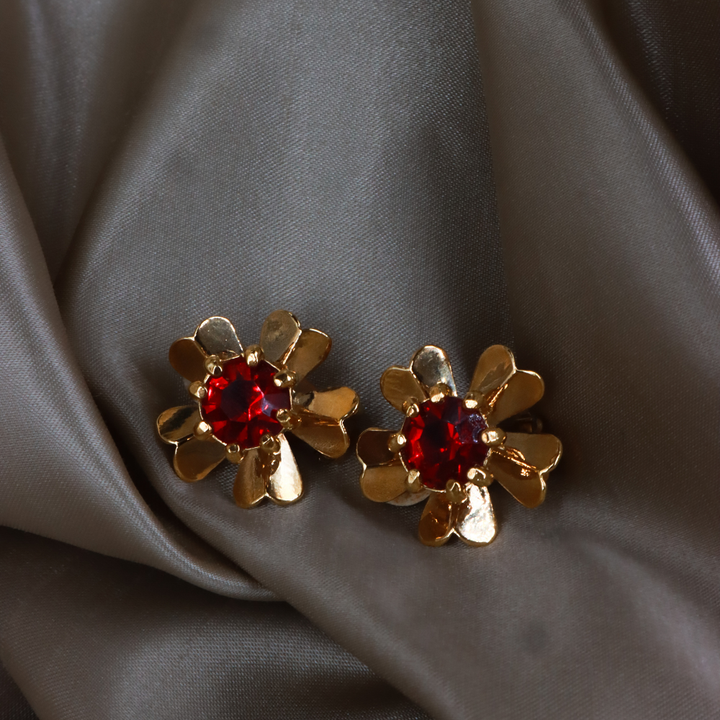 GIVENCHY 紅寶石花卉耳夾