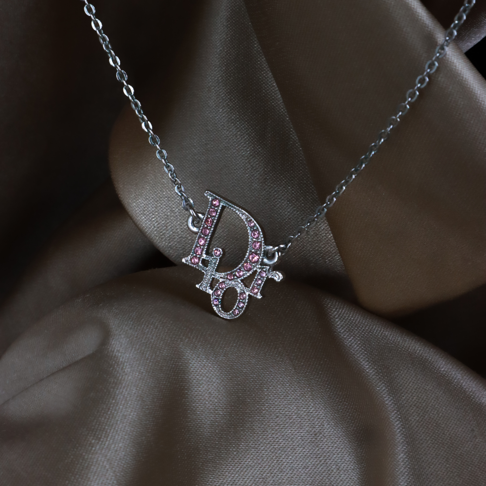CHRISTIAN DIOR Pink Amphibole Pendant Necklace｜1980s Classic