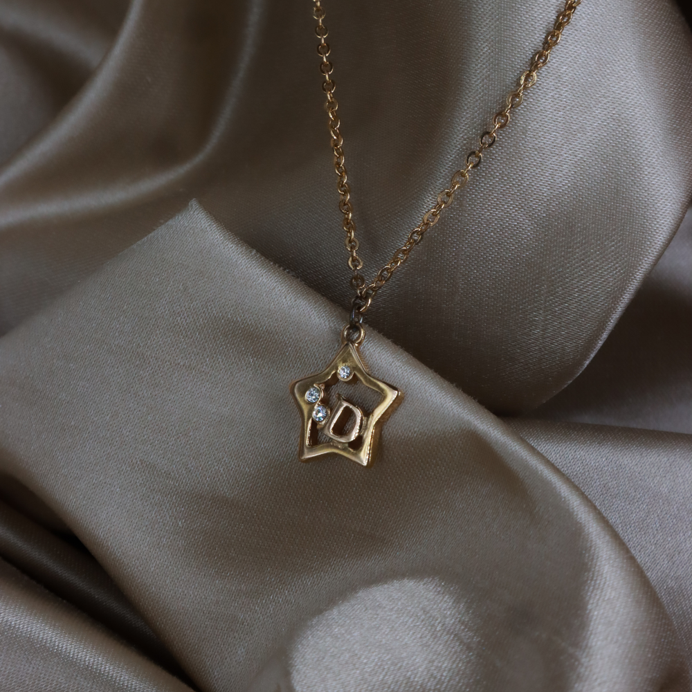DIOR 星星 D Logo 水晶項鏈 ｜ 2000年代罕有金色系