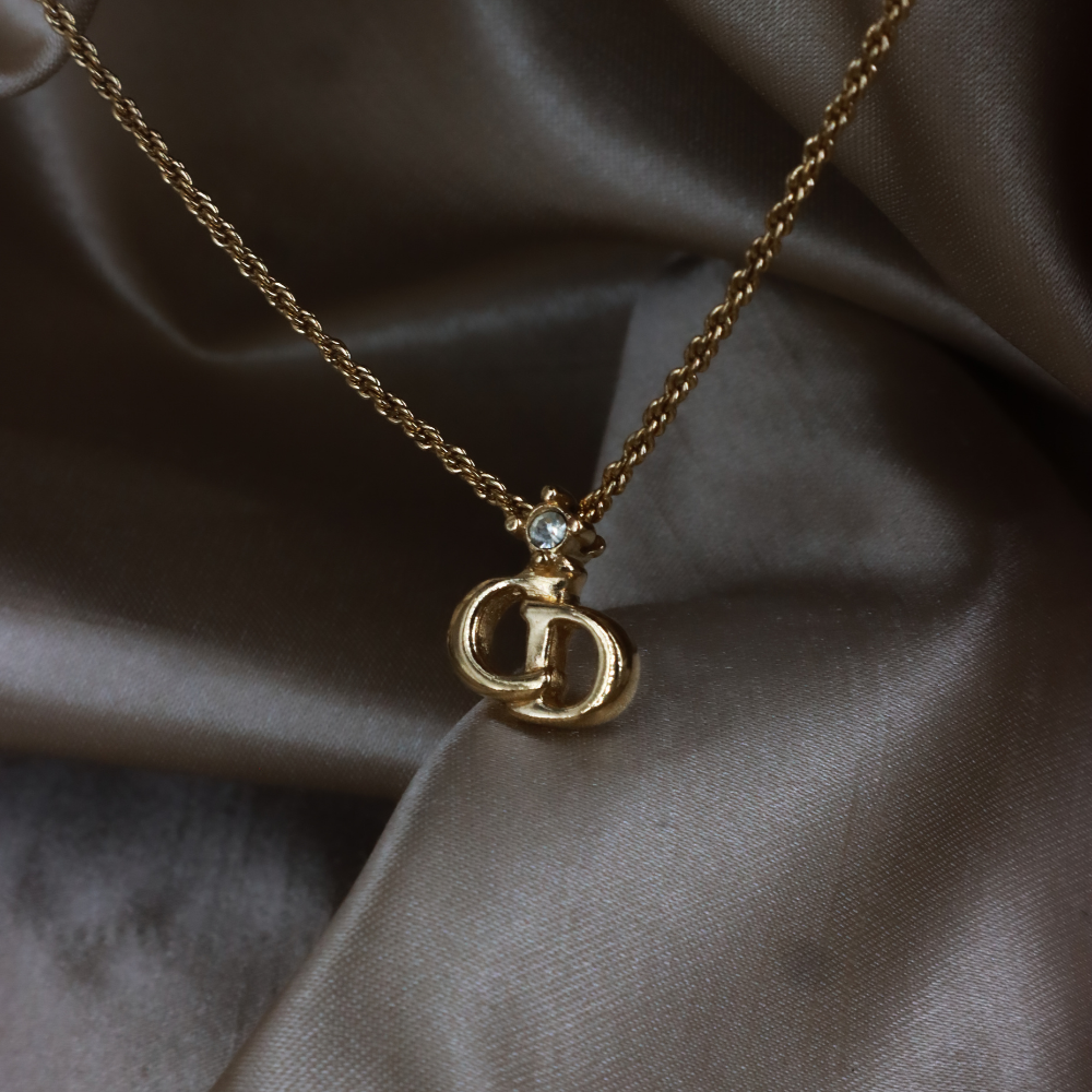 CHRISTIAN DIOR pendant amphibole necklace (Gold) | 1990s style |
