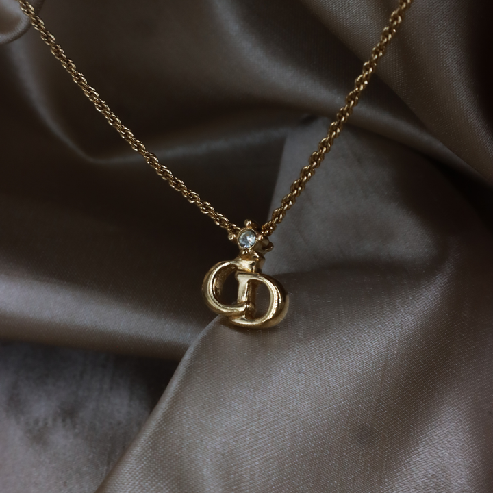 CHRISTIAN DIOR pendant amphibole necklace (Gold) | 1990s style |