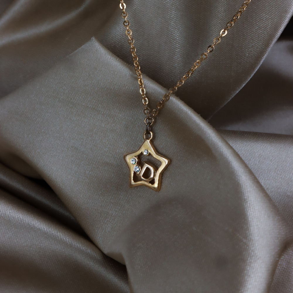 DIOR 星星 D Logo 水晶項鏈 ｜ 2000年代罕有金色系