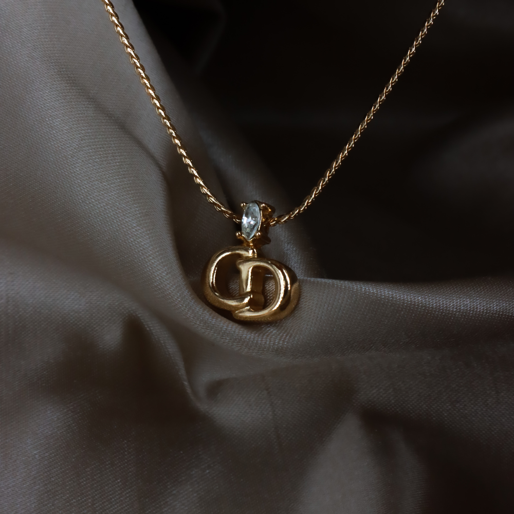 CHRISTIAN DIOR キャッツアイ角閃石ペンダント ネックレス