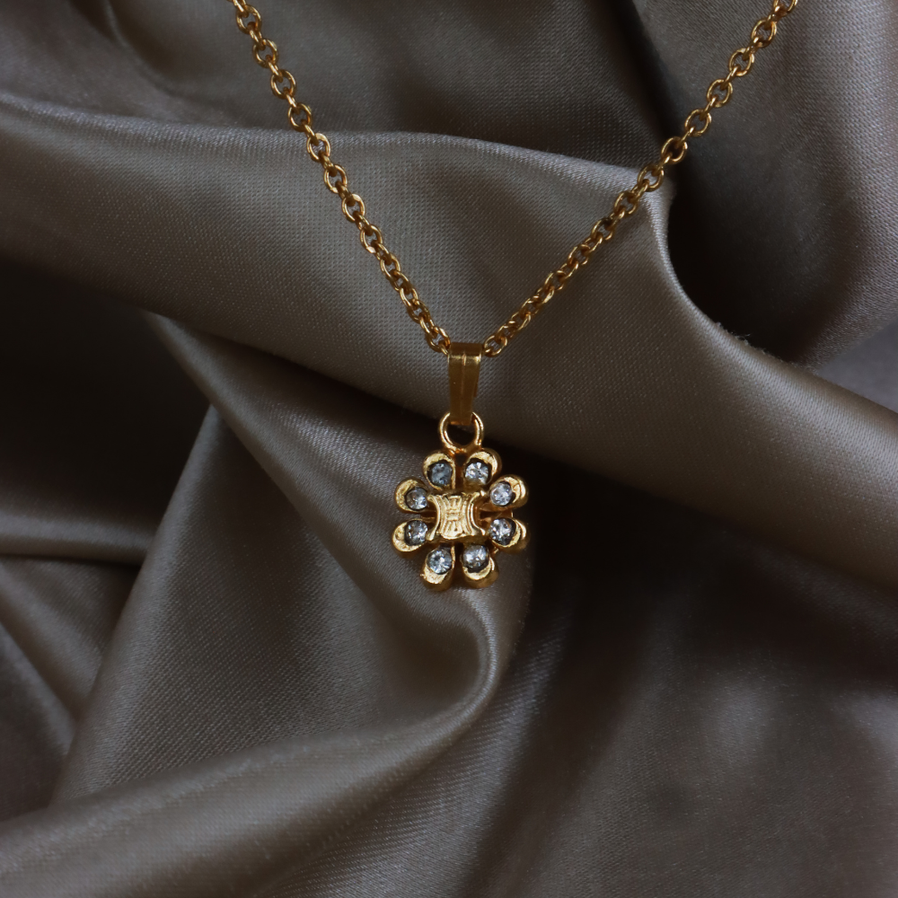 CELINE 1992 凱旋門花卉水鑽項鏈