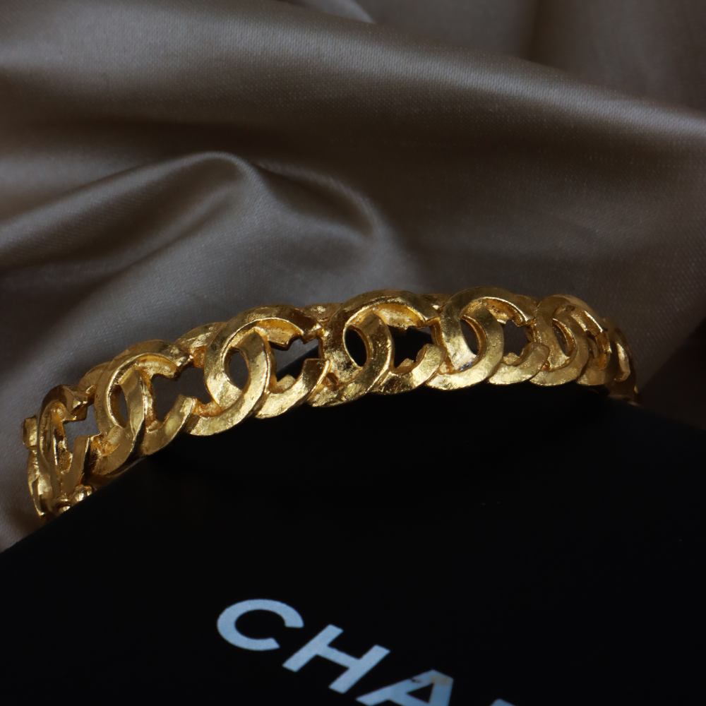 CHANEL CC Logo 金色鏈環手鐲｜附原盒 ｜ 1996年款收藏級 | 全網唯一款