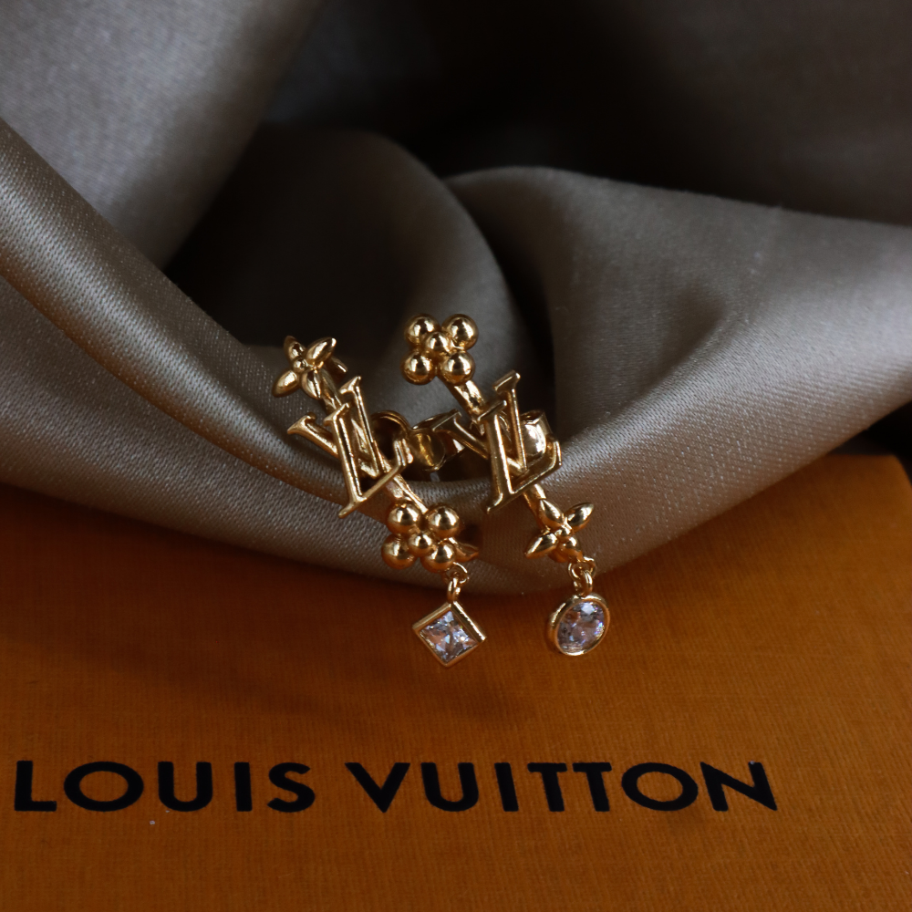LOUIS VUITTON  Essential V 水晶垂墜耳環 ｜附原盒