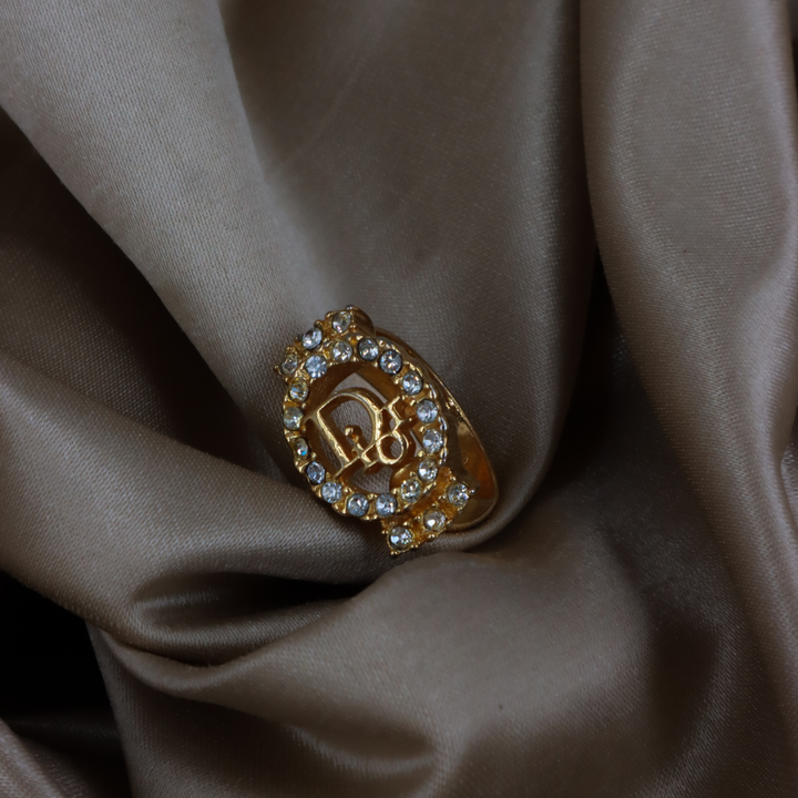 CHRISTIAN DIOR 金色 CD 圓型閃石戒指 ｜1990年代 全網只有一款