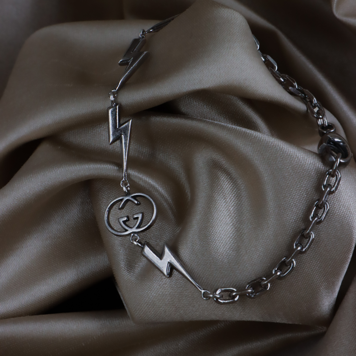 GUCCI GG Logo 閃電造型 Vintage 手鏈