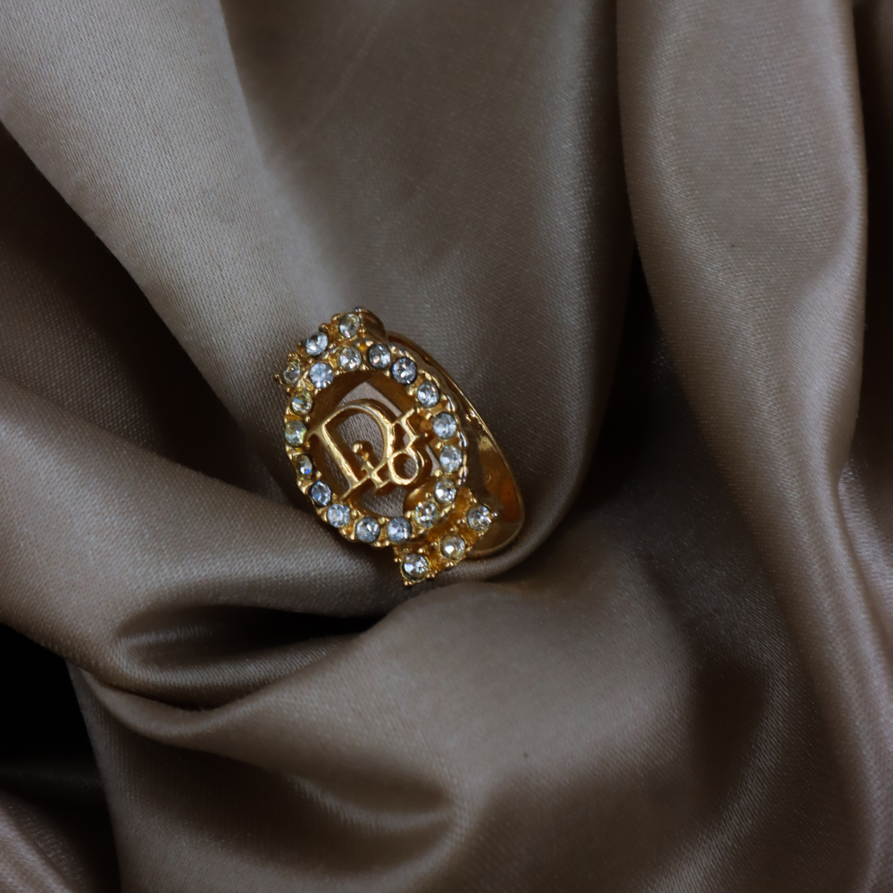 CHRISTIAN DIOR 金色 CD 圓型閃石戒指 ｜1990年代 全網只有一款