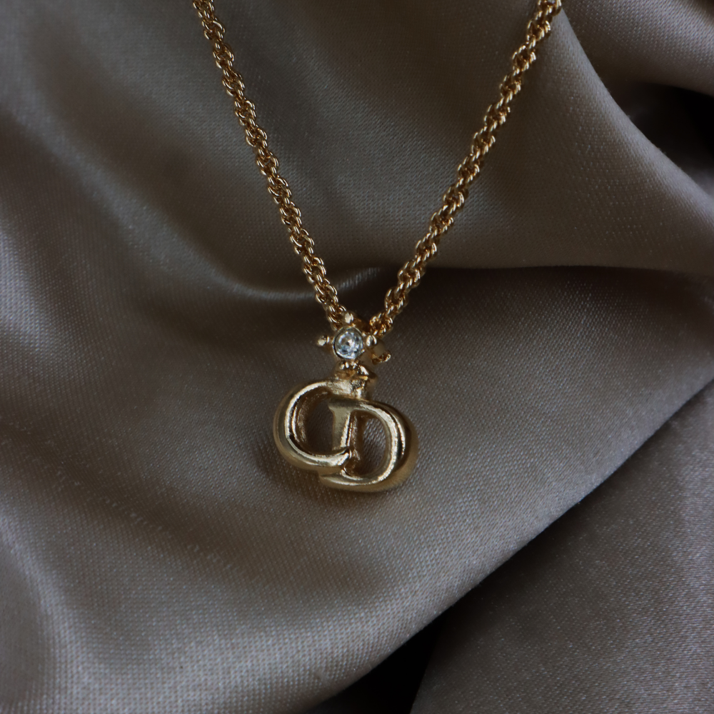 CHRISTIAN DIOR ペンダント 角閃石 ネックレス (ゴールド) | 1990 年代スタイル |