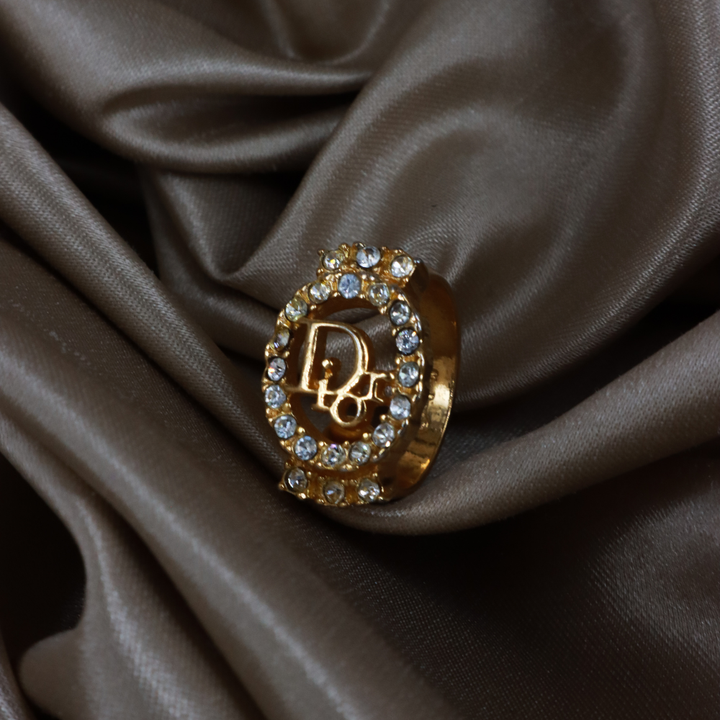 CHRISTIAN DIOR 金色 CD 圓型閃石戒指 ｜1990年代 全網只有一款