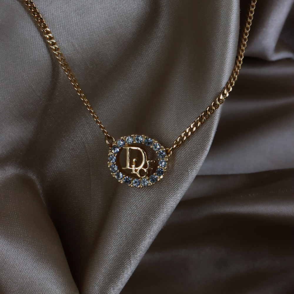 CHRISTIAN DIOR 圓型閃石項鏈| 經典款式 ｜未使用級美品附原盒