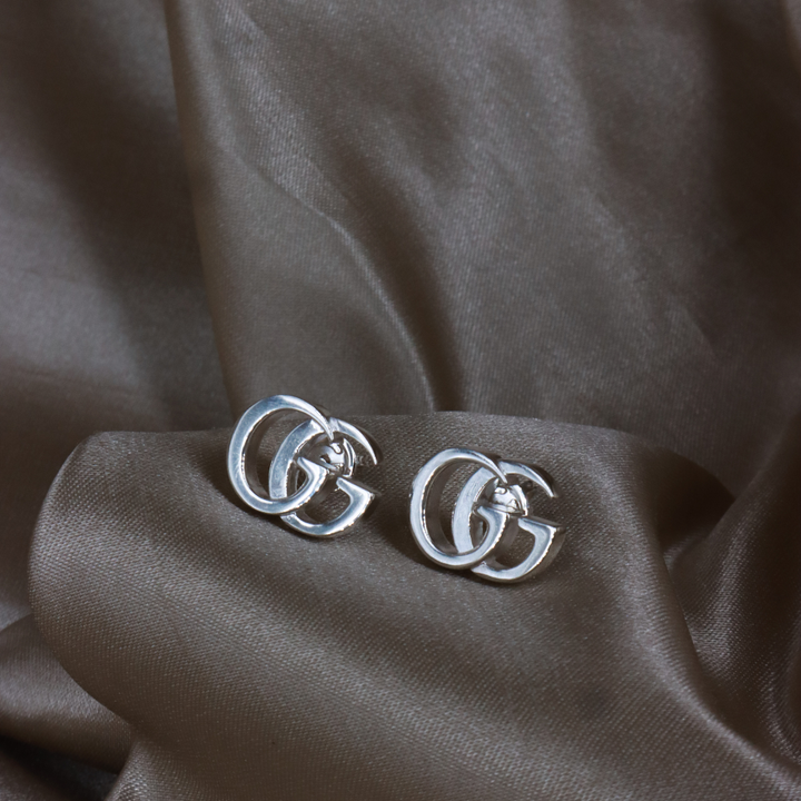GUCCI Interlocking G 925 純銀耳環（銀色）