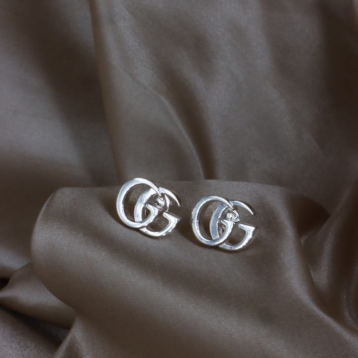 GUCCI Interlocking G 925 純銀耳環（銀色）
