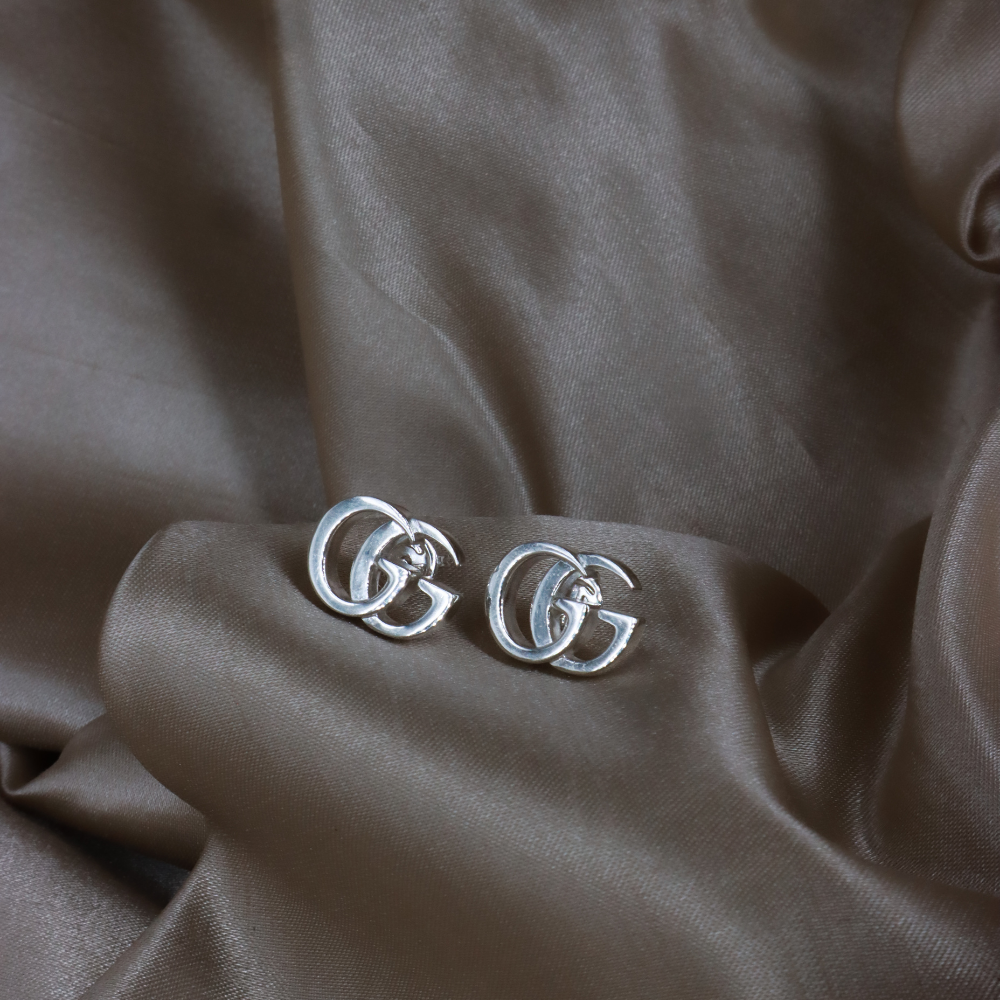 GUCCI Interlocking G 925 純銀耳環（銀色）
