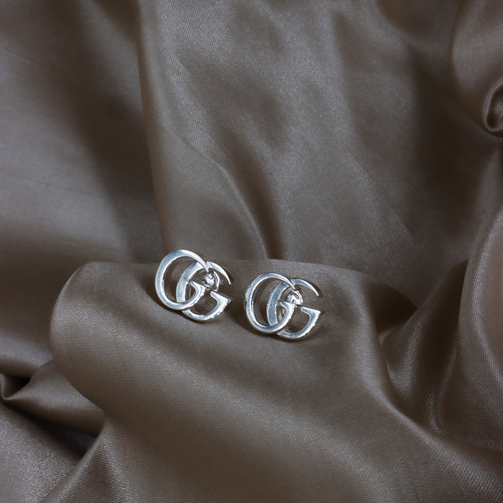 GUCCI Interlocking G 925 純銀耳環（銀色）
