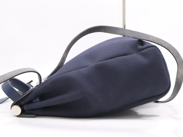 HERMES 帆布/皮革Herbag Backpack銀扣背包Navy （到貨日5月29日）