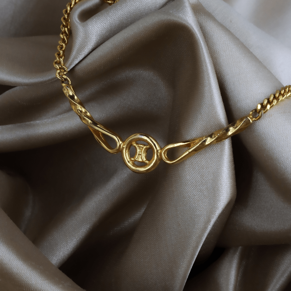 CELINE 雙C Logo扭紋鎖骨項鏈 ｜ 1990年代 - Vintasy