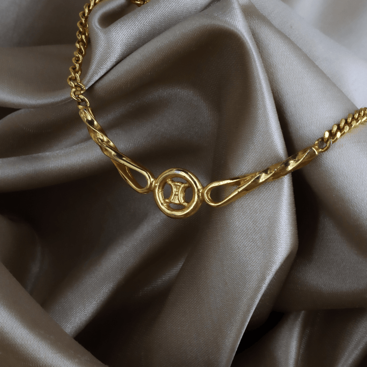 CELINE 雙C Logo扭紋鎖骨項鏈 ｜ 1990年代 - Vintasy