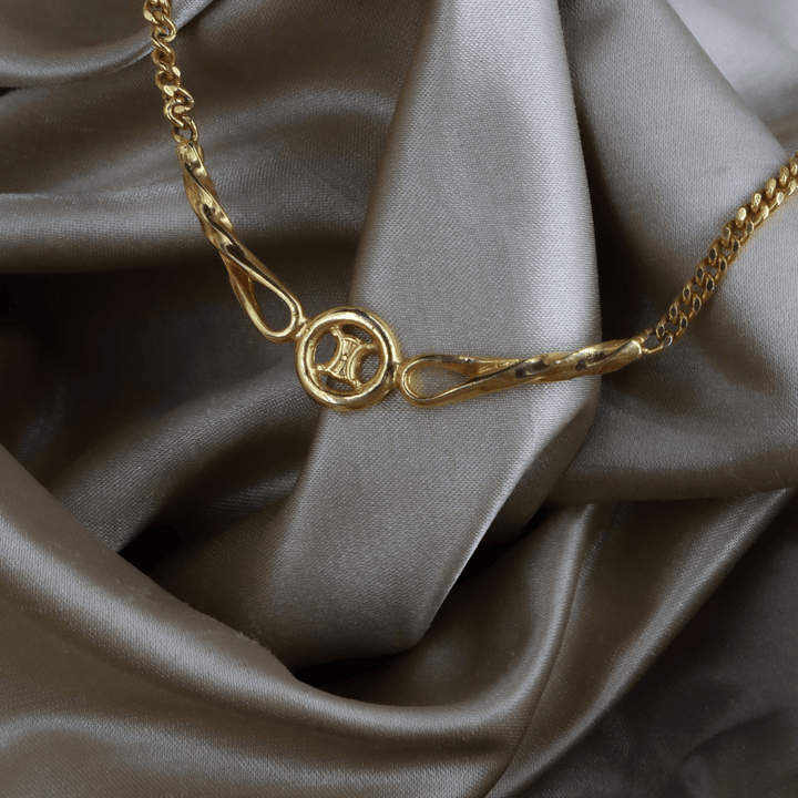 CELINE 雙C Logo扭紋鎖骨項鏈 ｜ 1990年代 - Vintasy