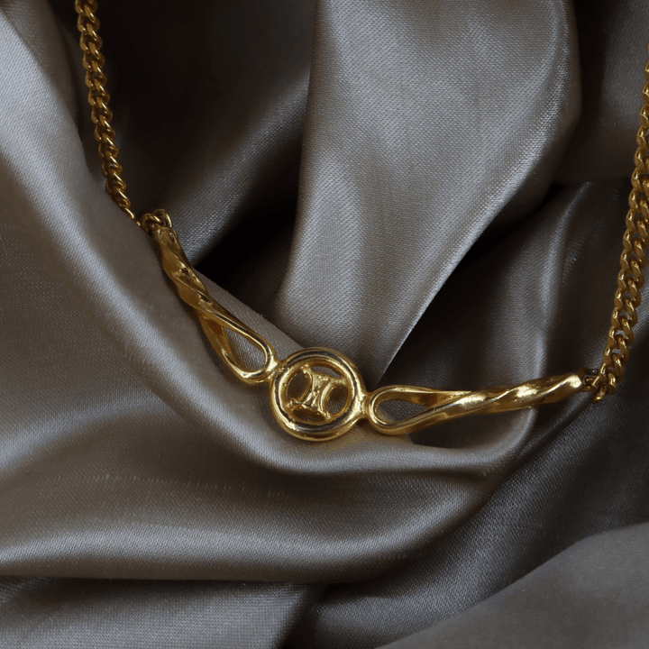 CELINE 雙C Logo扭紋鎖骨項鏈 ｜ 1990年代 - Vintasy