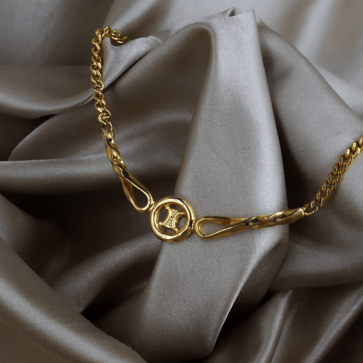 CELINE 雙C Logo扭紋鎖骨項鏈 ｜ 1990年代 - Vintasy