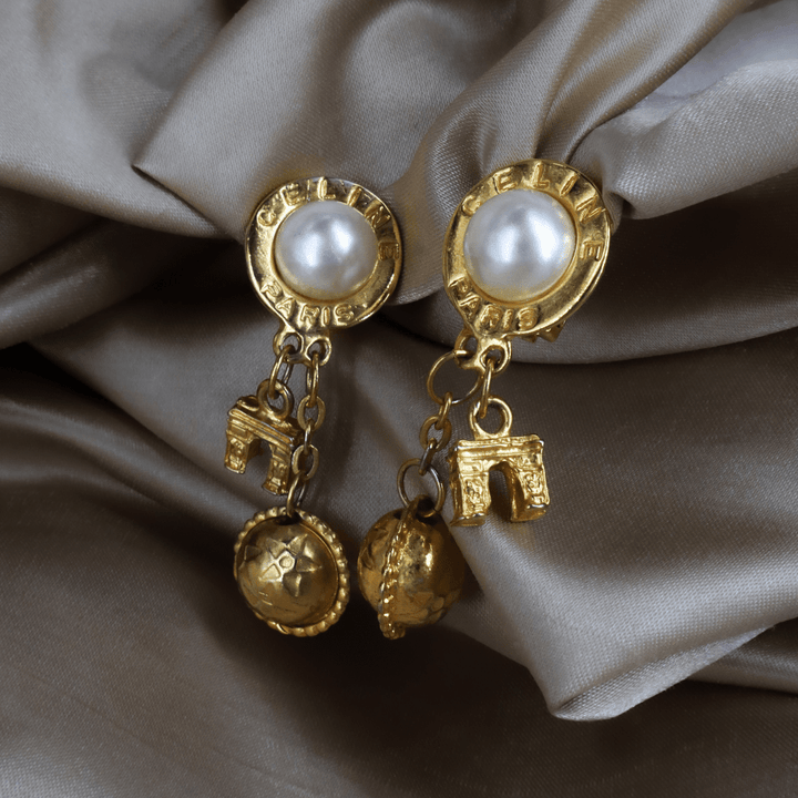 CELINE Paris Vintage Clip - On Earrings | 圓球 意大利手工製 | 全網唯一款 - Vintasy