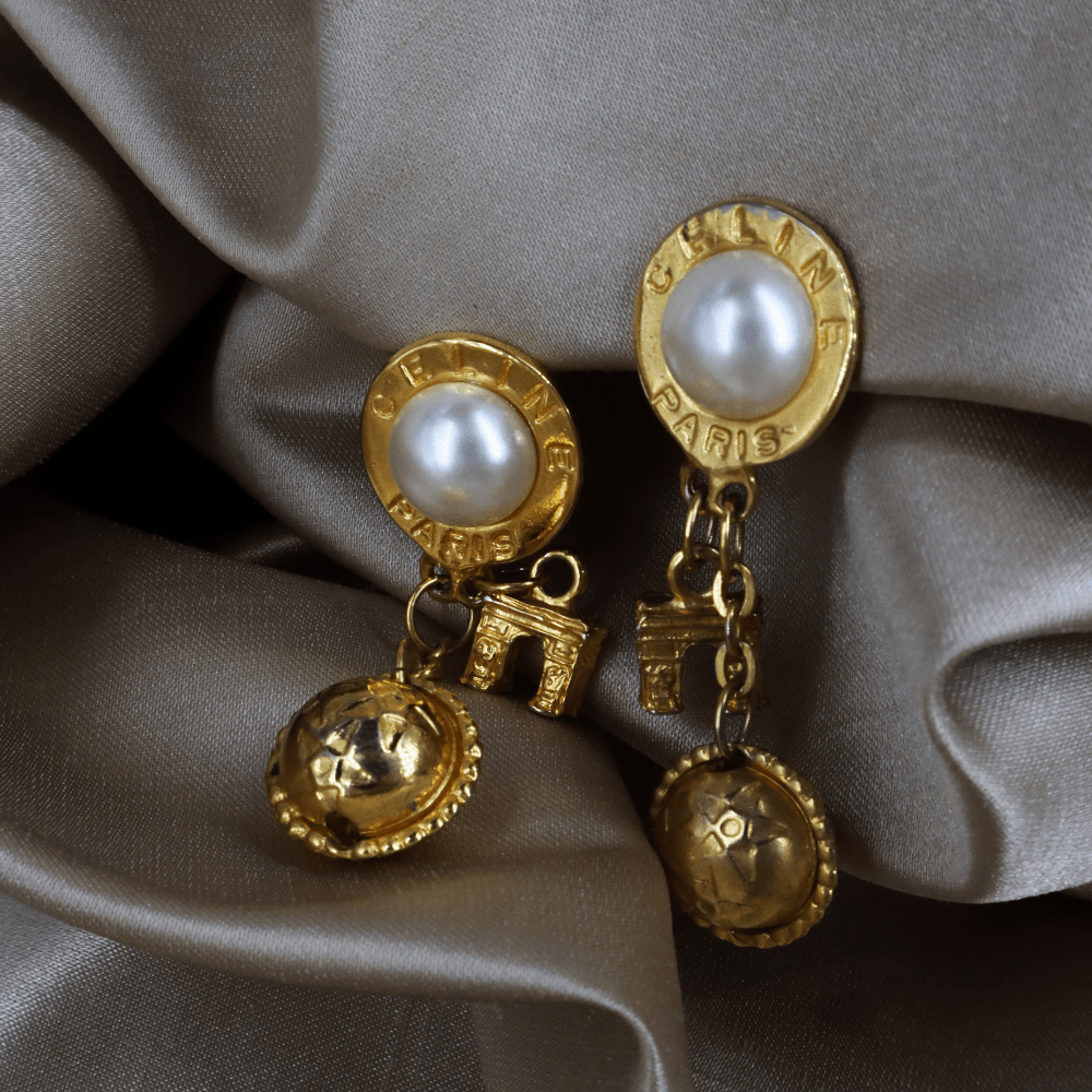 CELINE Paris Vintage Clip - On Earrings | 圓球 意大利手工製 | 全網唯一款 - Vintasy