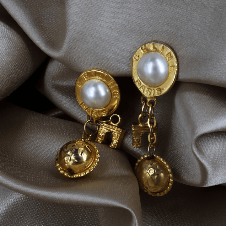 CELINE Paris Vintage Clip - On Earrings | 圓球 意大利手工製 | 全網唯一款 - Vintasy