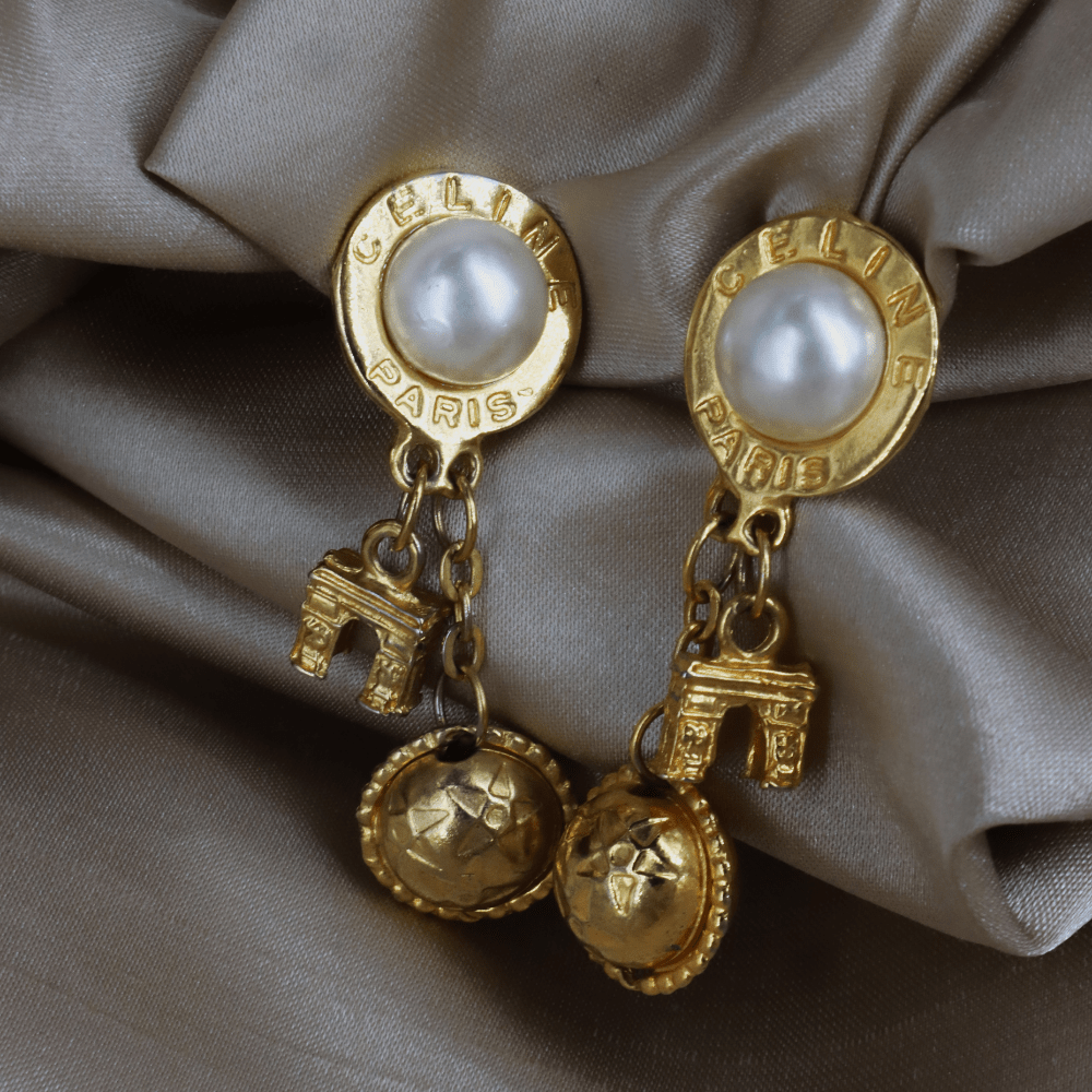 CELINE Paris Vintage Clip - On Earrings | 圓球 意大利手工製 | 全網唯一款 - Vintasy