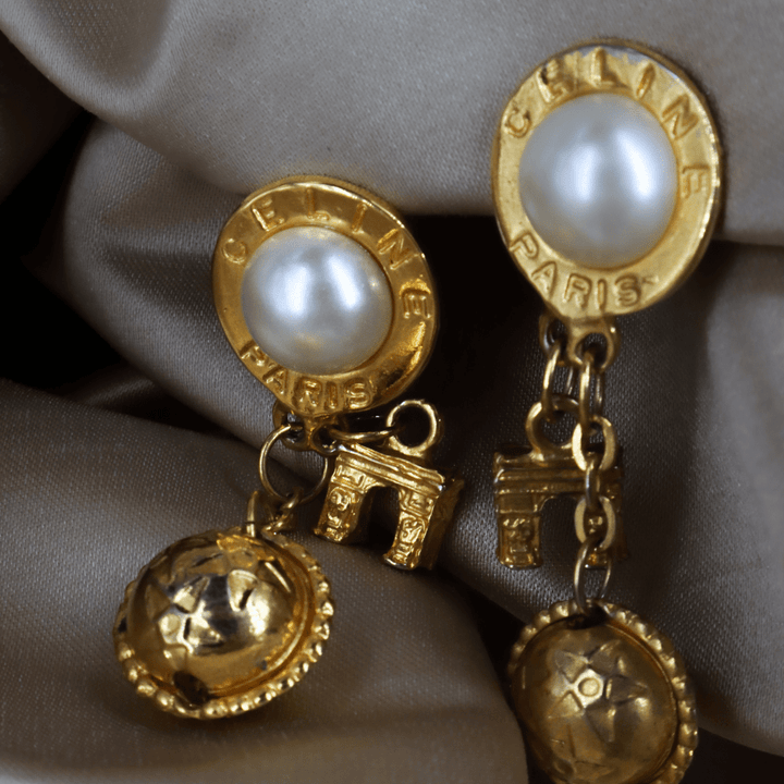CELINE Paris Vintage Clip - On Earrings | 圓球 意大利手工製 | 全網唯一款 - Vintasy