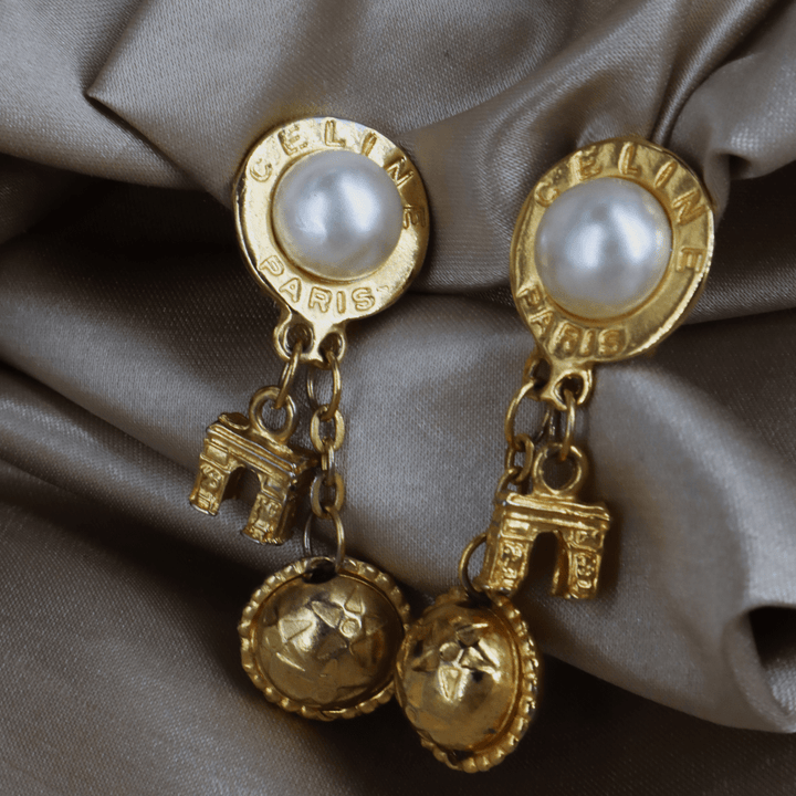 CELINE Paris Vintage Clip - On Earrings | 圓球 意大利手工製 | 全網唯一款 - Vintasy