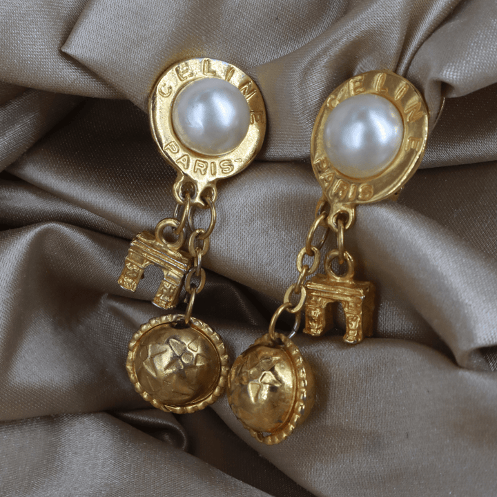 CELINE Paris Vintage Clip - On Earrings | 圓球 意大利手工製 | 全網唯一款 - Vintasy