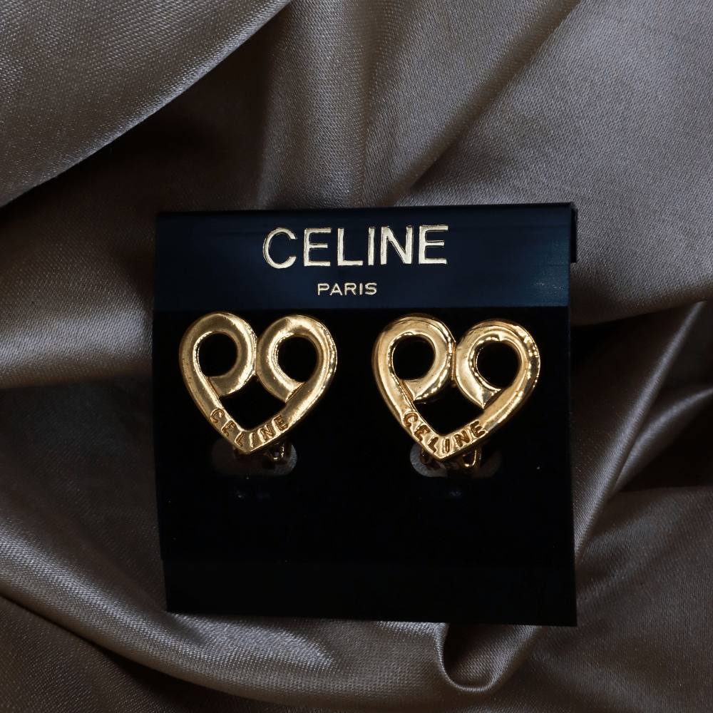 CELINE 心型耳夾 ｜ 連原裝卡 麈袋 - Vintasy