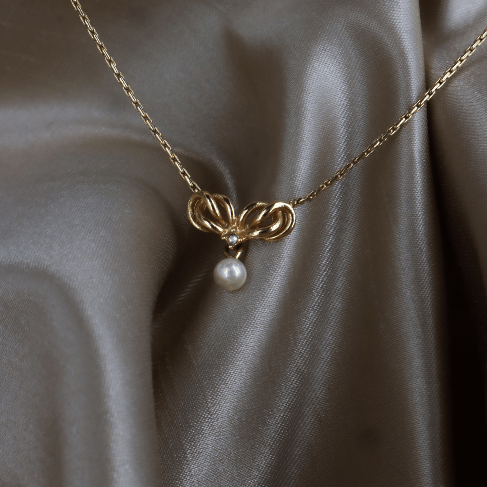 CHRISTIAN DIOR 珍珠1980年代鎖骨項鏈 - Vintasy