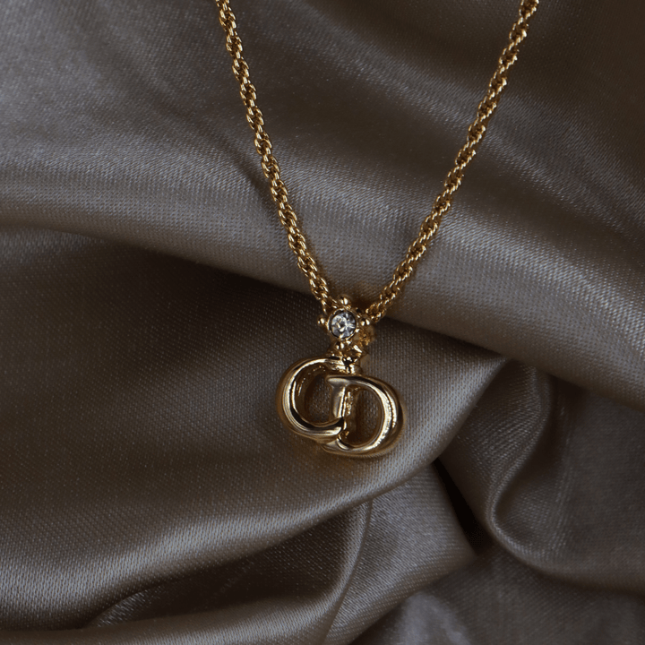 CHRISTIAN DIOR 吊墜閃石項鏈（金）| 1990年代款 | 秒殺熱賣款 - Vintasy項鏈