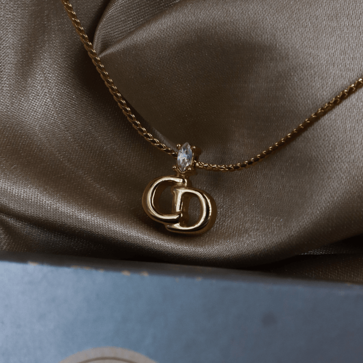 CHRISTIAN DIOR 貓眼閃石吊墜項鏈 | 經典1990年代款式 ｜附原盒 - Vintasy項鏈