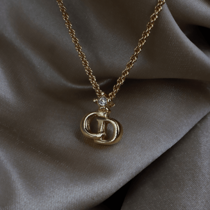 CHRISTIAN DIOR 吊墜閃石項鏈（金）| 1990年代款 | 秒殺熱賣款 - Vintasy項鏈