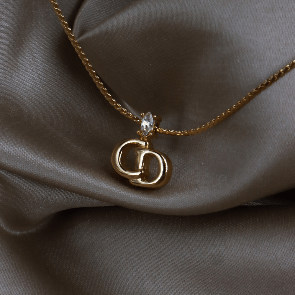 CHRISTIAN DIOR 貓眼閃石吊墜項鏈 | 經典1990年代款式 ｜附原盒 - Vintasy項鏈