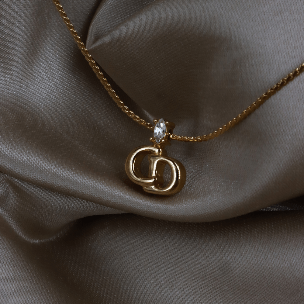 CHRISTIAN DIOR 貓眼閃石吊墜項鏈 | 經典1990年代款式 ｜附原盒 - Vintasy項鏈