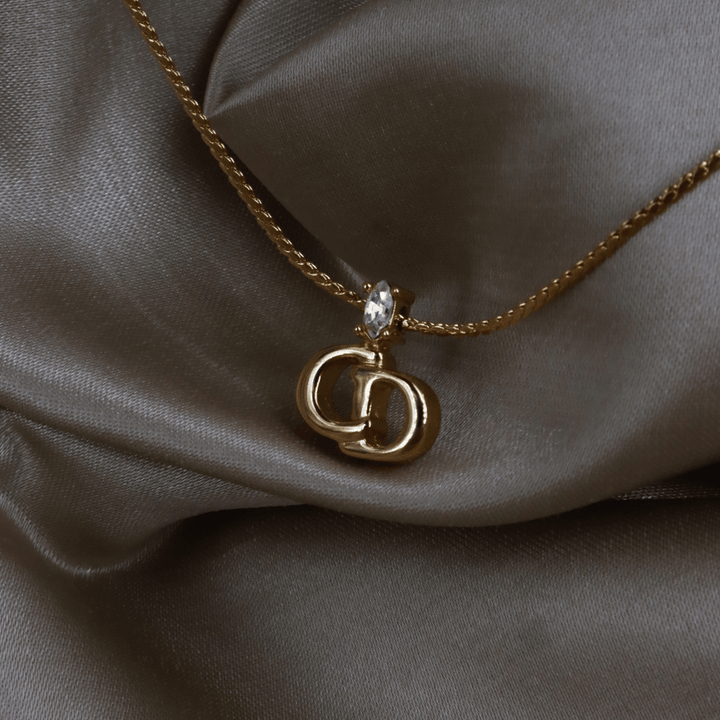 CHRISTIAN DIOR 貓眼閃石吊墜項鏈 | 經典1990年代款式 ｜附原盒 - Vintasy項鏈